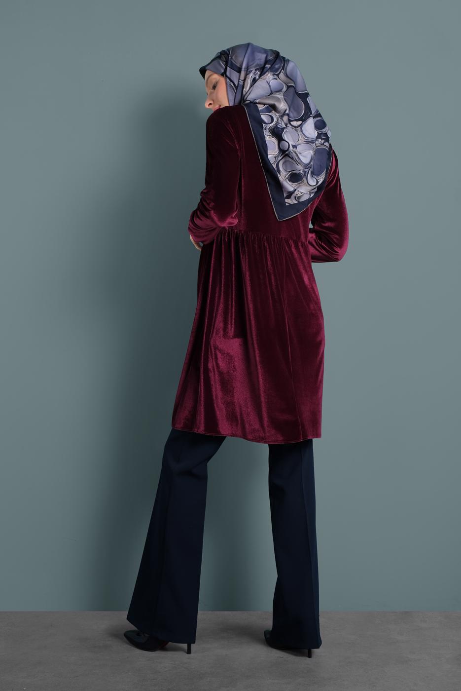 Tesettür giyim LACİVERT ALVİNA ARA BEL KUMAŞ PANTOLON 7523