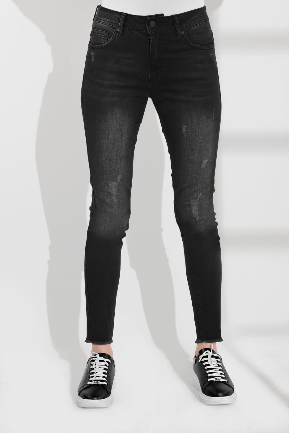 Tesettür giyim SİYAH PAMUKLU DENİM PANTOLON 7528