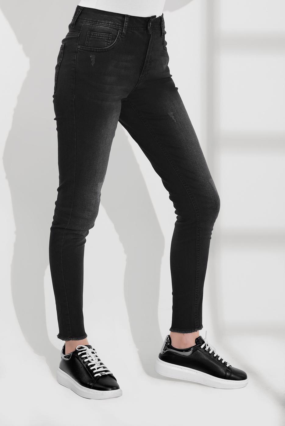 Tesettür giyim SİYAH PAMUKLU DENİM PANTOLON 7528