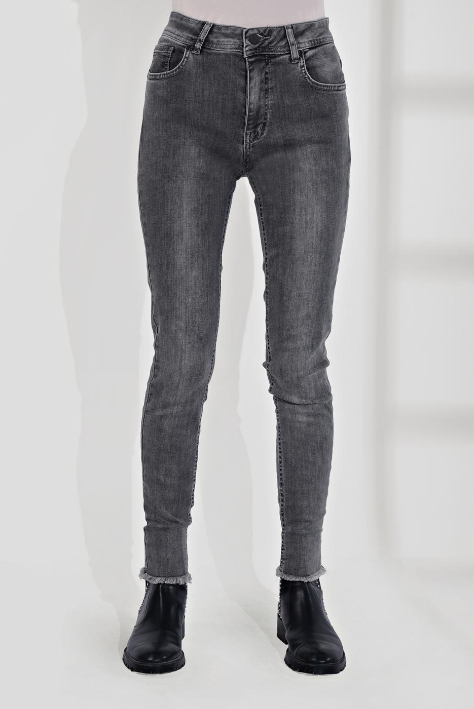 Tesettür giyim GRİ PAÇALARI PÜSKÜLLÜ DENİM PANTOLON 7529