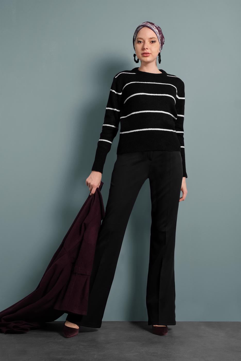 Tesettür giyim SİYAH YÜKSEK BEL PANTOLON 7548