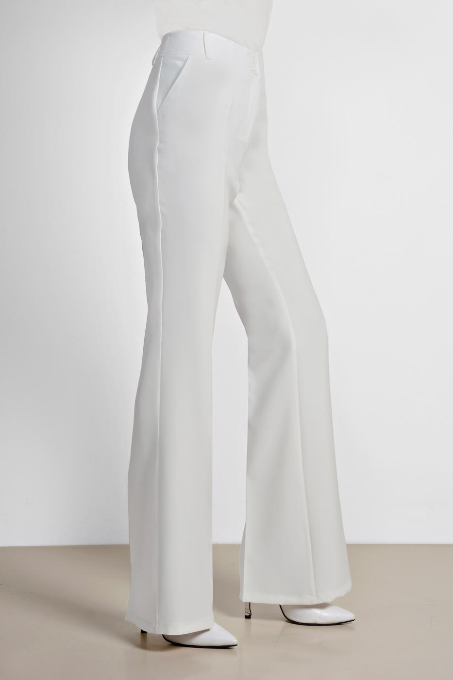 Tesettür giyim EKRU YÜKSEK BEL PANTOLON 7548