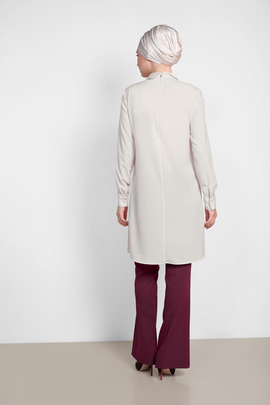 Tesettür giyim BORDO YÜKSEK BEL PANTOLON 7548