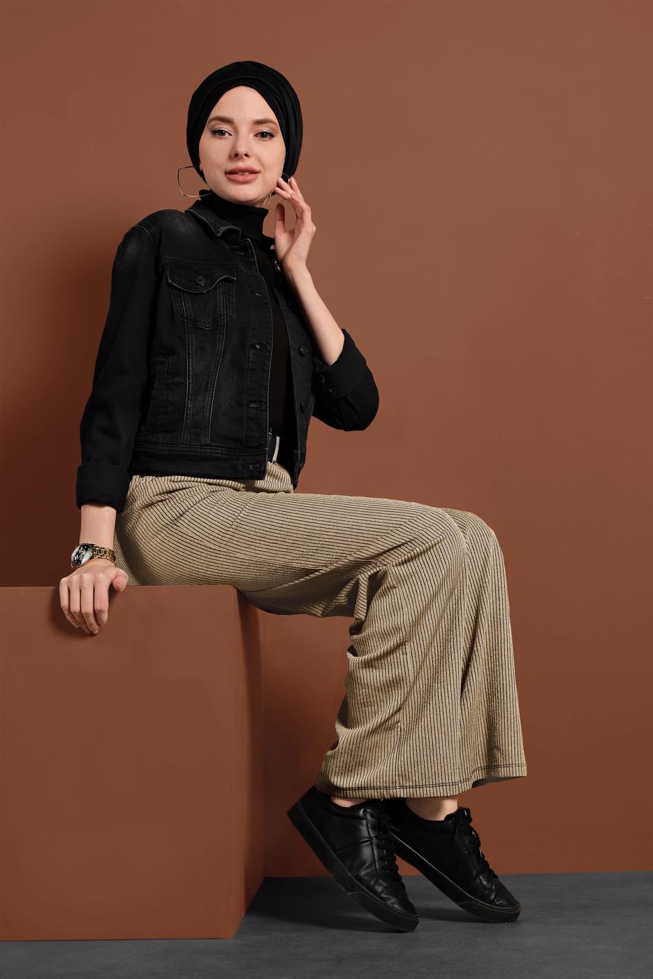 Tesettür giyim ALTIN ALVİNA SİMLİ PANTOLON 7550