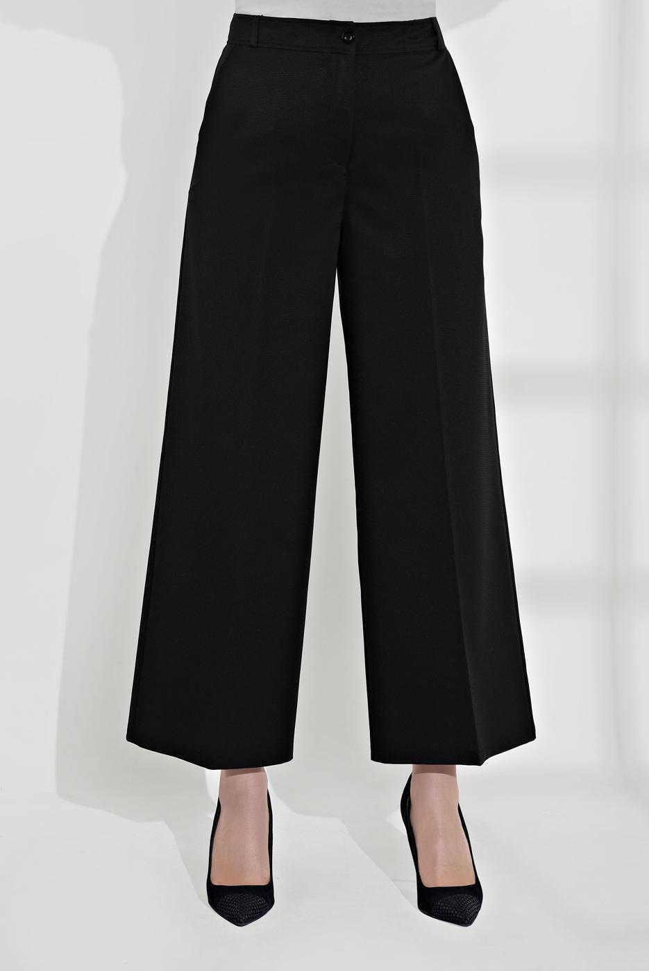 Tesettür giyim SİYAH ALVİNA YÜKSEK BEL KUMAŞ PANTOLON T 7551