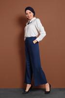 Tesettür giyim LACİVERT ALVİNA YÜKSEK BEL KUMAŞ PANTOLON T 7551