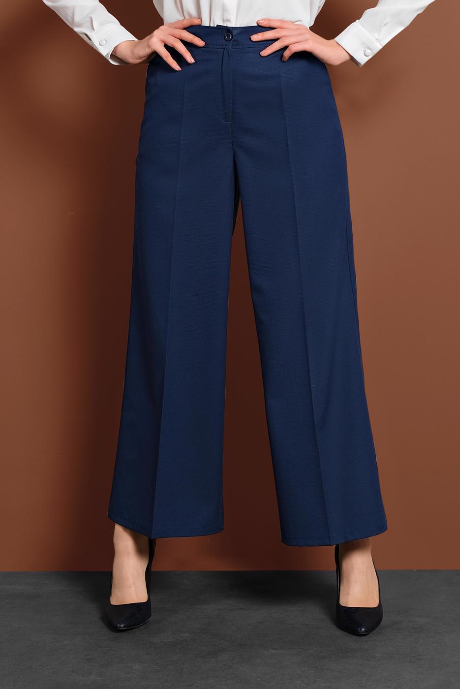 Tesettür giyim LACİVERT ALVİNA YÜKSEK BEL KUMAŞ PANTOLON T 7551