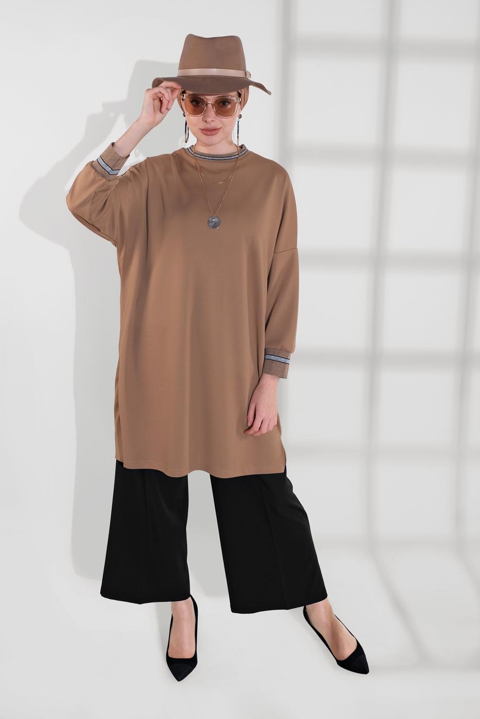 Tesettür giyim SİYAH ALVİNA GENİŞ PAÇA CEPLİ PANTOLON 7568