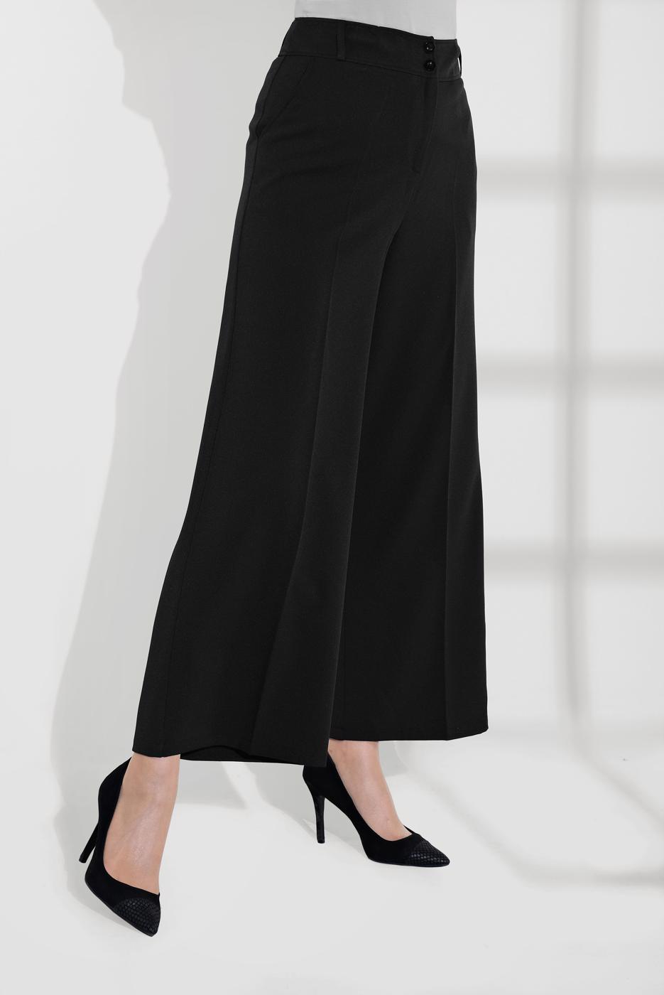 Tesettür giyim SİYAH ALVİNA GENİŞ PAÇA CEPLİ PANTOLON 7568