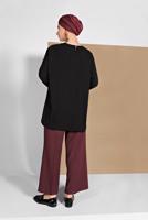 Tesettür giyim BORDO ALVİNA GENİŞ PAÇA CEPLİ PANTOLON 7568