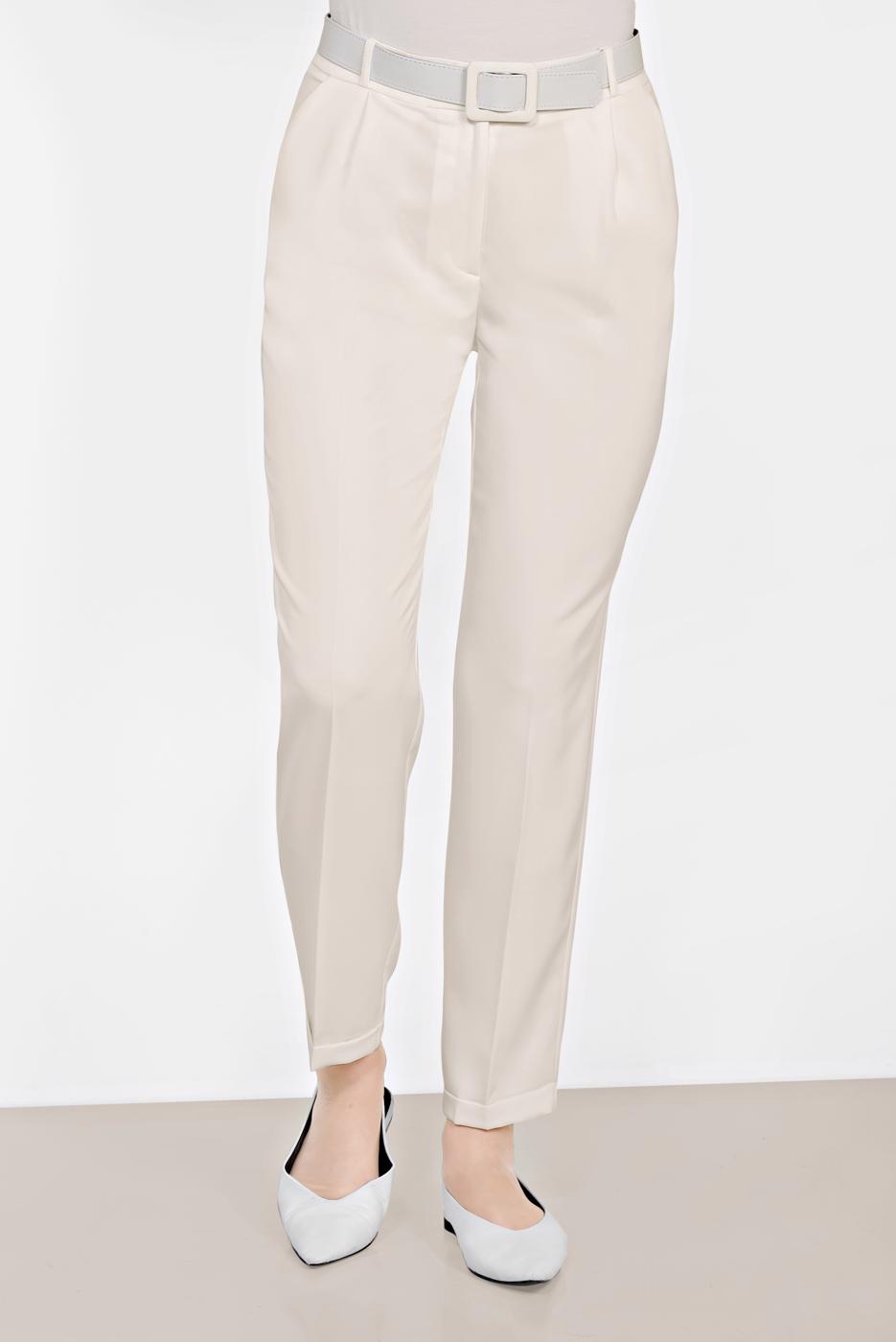 Tesettür giyim KREM BOL KESİM PANTOLON 7569