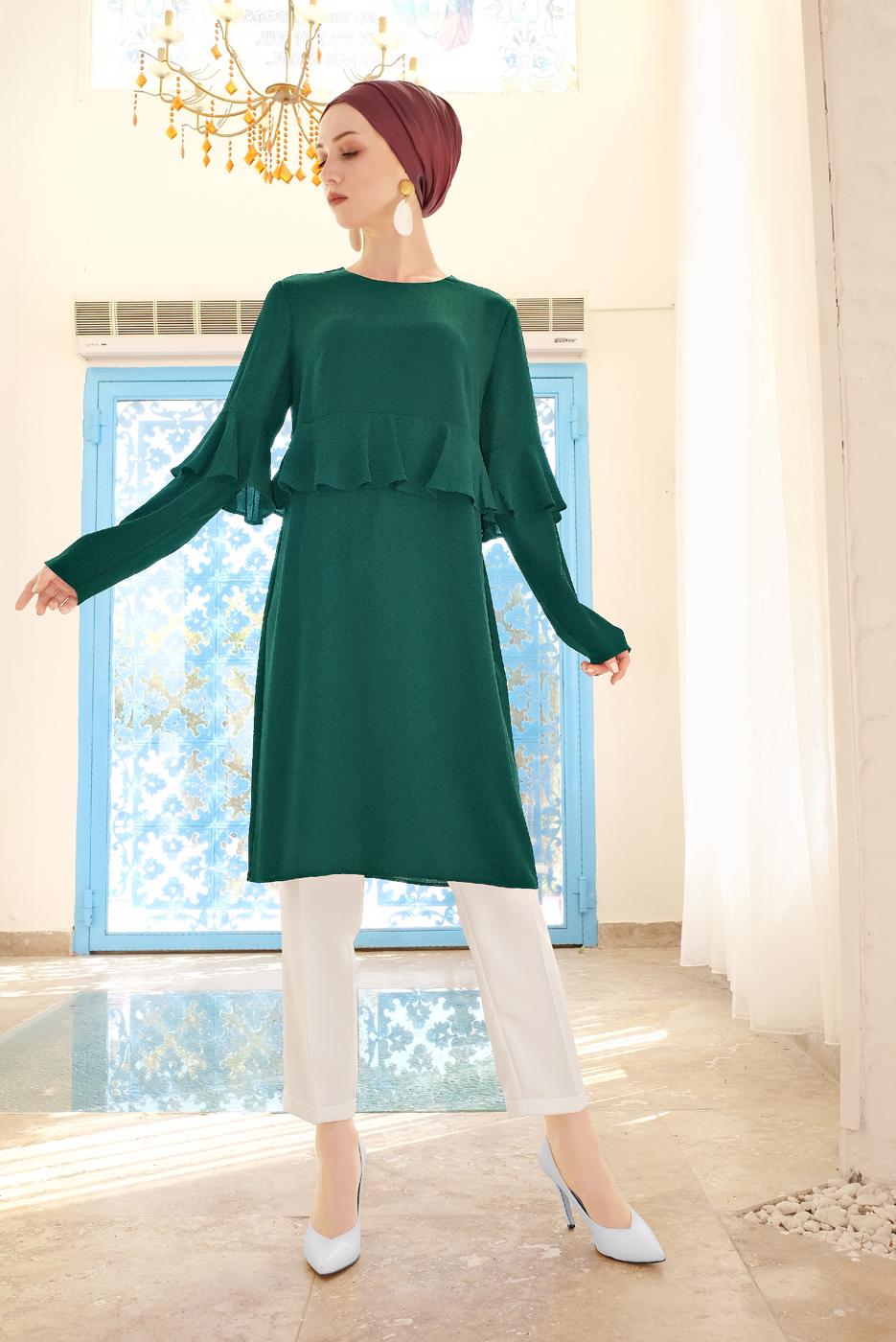 Tesettür giyim KREM BOL KESİM PANTOLON 7569