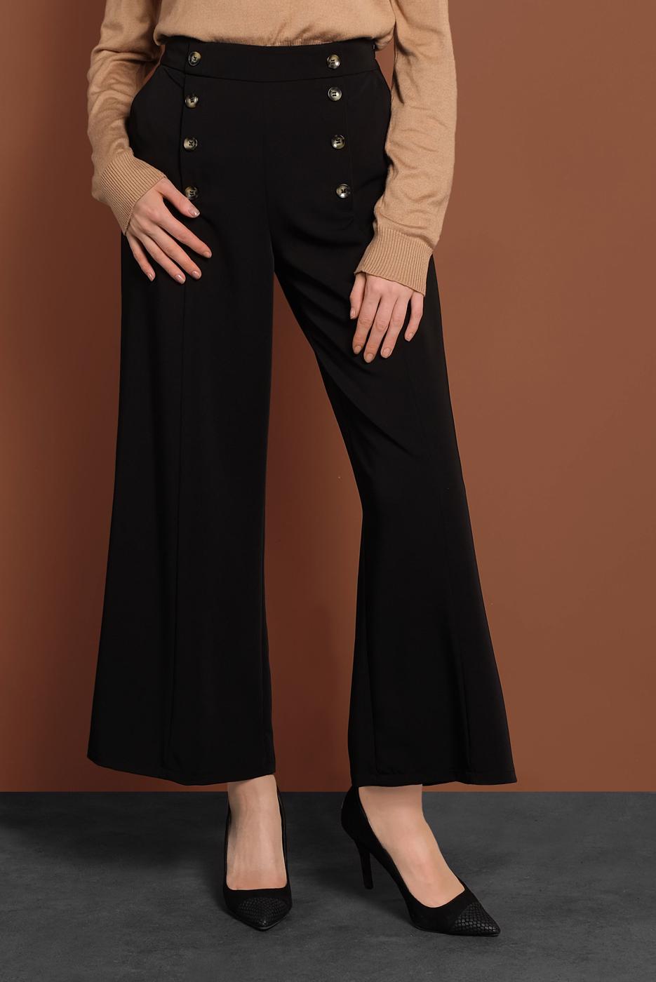 Tesettür giyim SİYAH ALVİNA GENİŞ PAÇA PANTOLON 7578