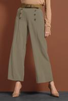 Tesettür giyim HAKİ ALVİNA GENİŞ PAÇA PANTOLON 7578