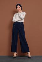Tesettür giyim LACİVERT ALVİNA GENİŞ PAÇA PANTOLON 7578
