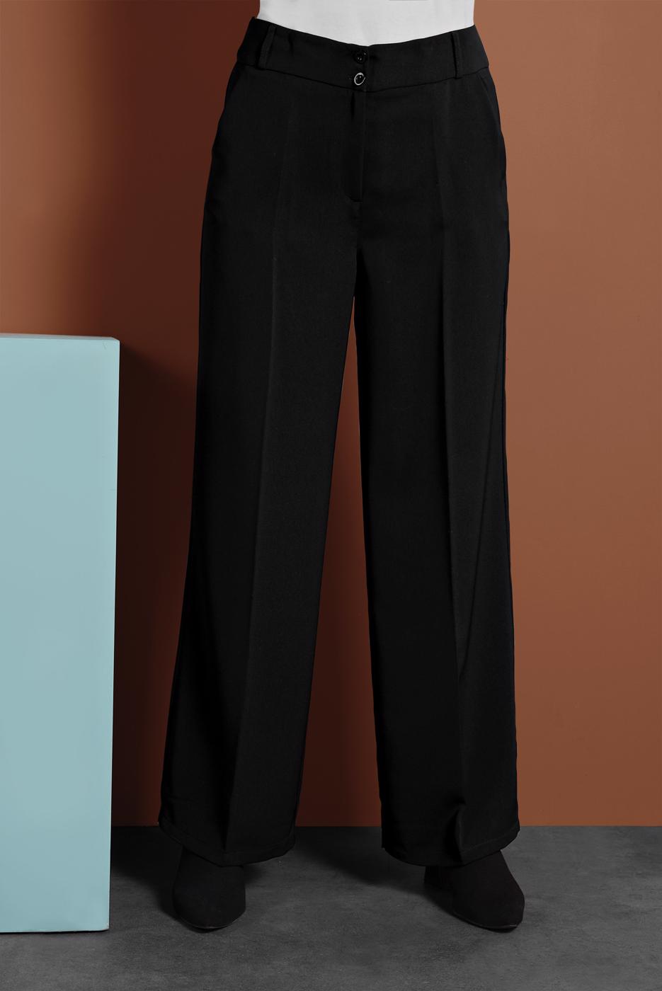 Tesettür giyim SİYAH ALVİNA ARA BEL KUMAŞ PANTOLON 7580