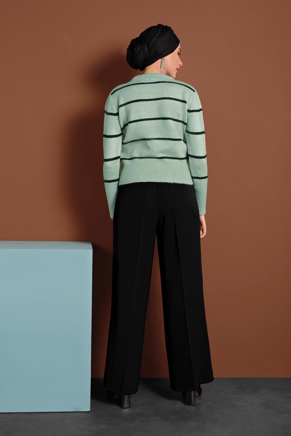 Tesettür giyim SİYAH ALVİNA ARA BEL KUMAŞ PANTOLON 7580