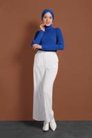 Tesettür giyim KREM ALVİNA ARA BEL KUMAŞ PANTOLON 7580