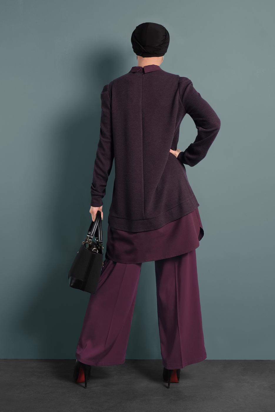 Tesettür giyim MÜRDÜM ALVİNA ARA BEL KUMAŞ PANTOLON 7580