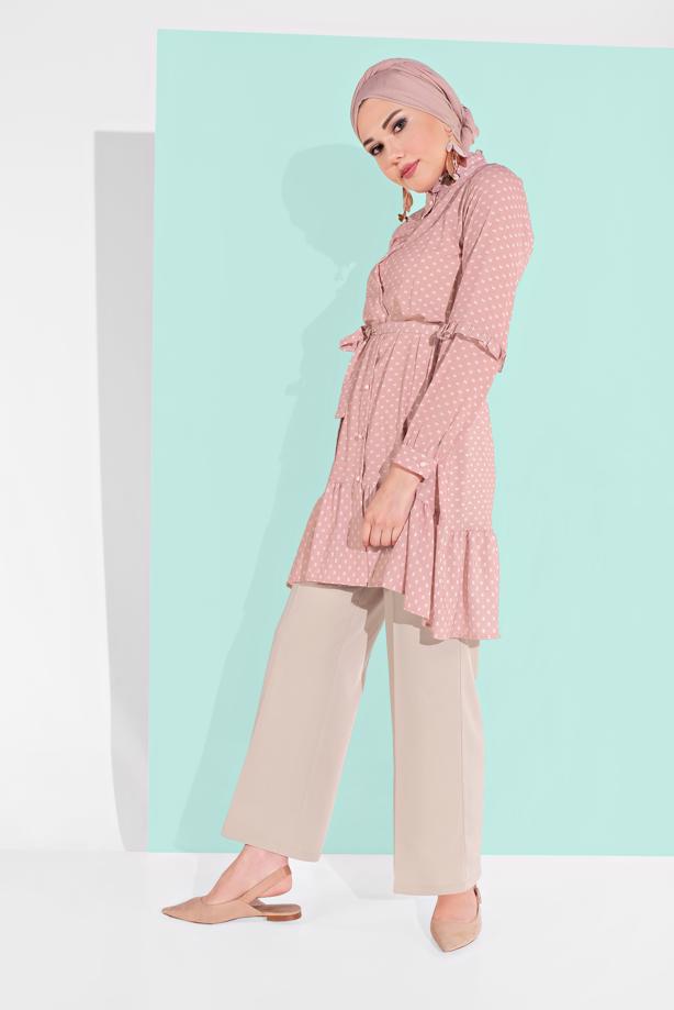 Tesettür giyim  ALVİNA ARA BEL KUMAŞ PANTOLON 7580 - TRENDTESETTÜR