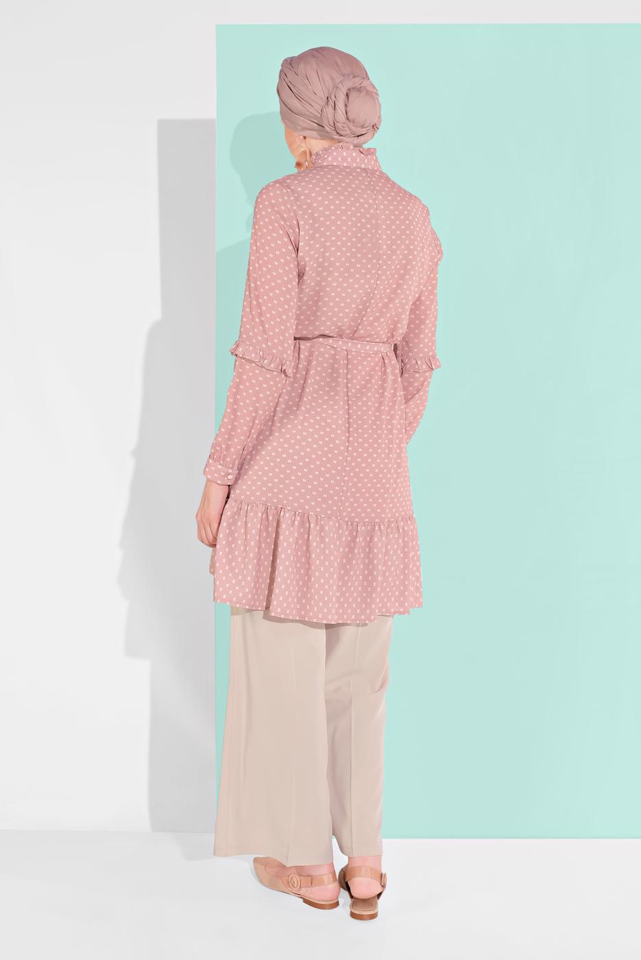 Tesettür giyim PUDRA ALVİNA ARA BEL KUMAŞ PANTOLON 7580