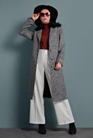 Tesettür giyim KREM ALVİNA YANLARI TAŞ ŞERİT DETAYLI PANTOLON 7582 