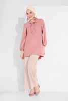 Tesettür giyim BEJ ALVİNA YANLARI TAŞ ŞERİT DETAYLI PANTOLON 7582 