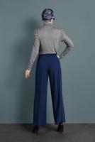 Tesettür giyim LACİVERT ALVİNA YANLARI TAŞ ŞERİT DETAYLI PANTOLON 7582 