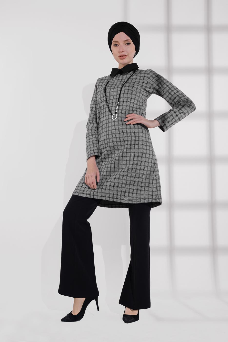 Tesettür giyim SİYAH KUMAŞ PANTOLON 7585