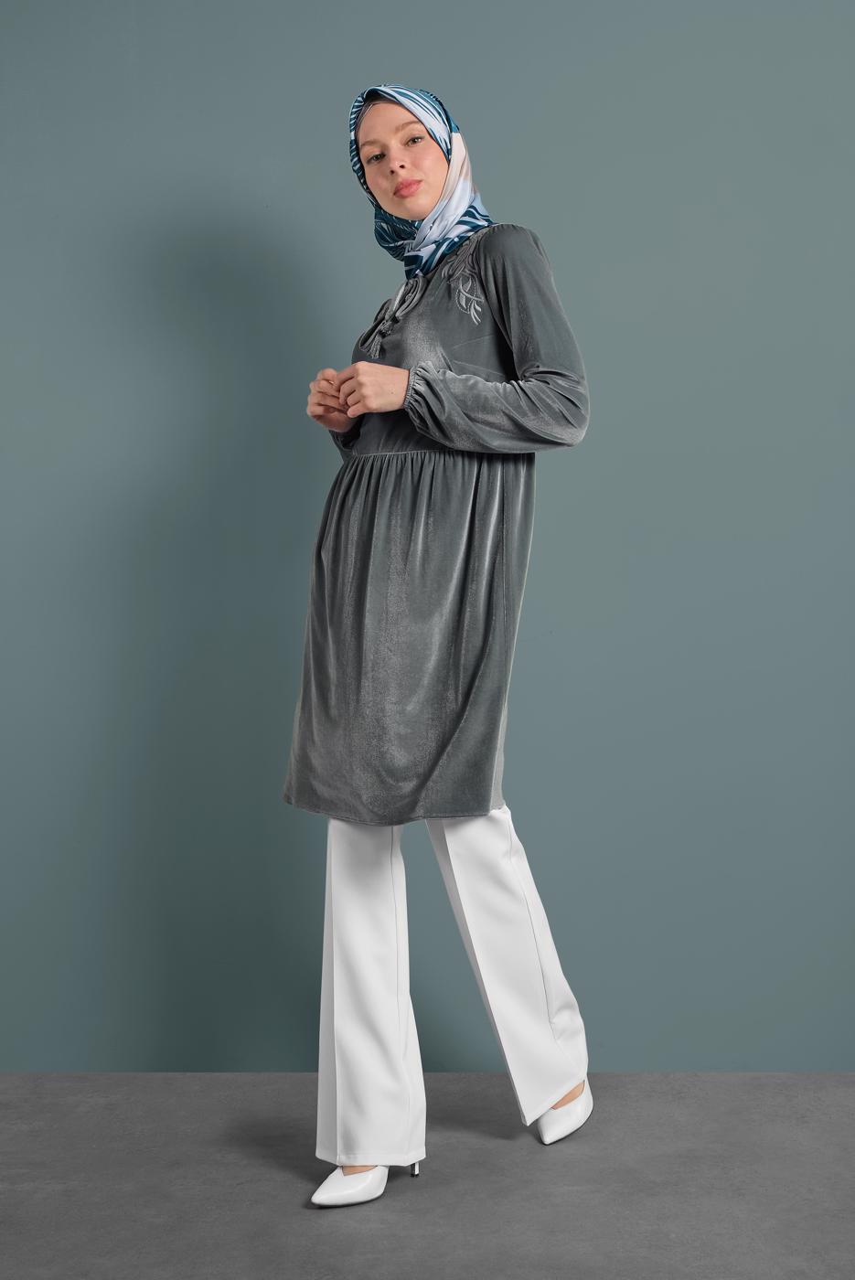 Tesettür giyim KREM KUMAŞ PANTOLON 7585