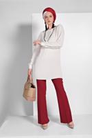 Tesettür giyim KIRMIZI KUMAŞ PANTOLON 7585
