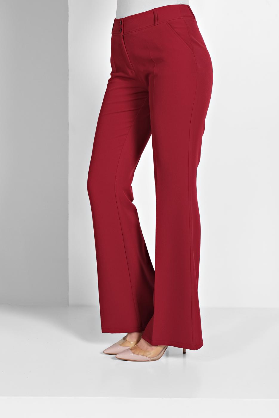 Tesettür giyim KIRMIZI KUMAŞ PANTOLON 7585