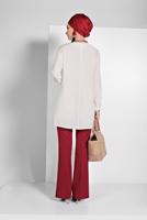 Tesettür giyim KIRMIZI KUMAŞ PANTOLON 7585