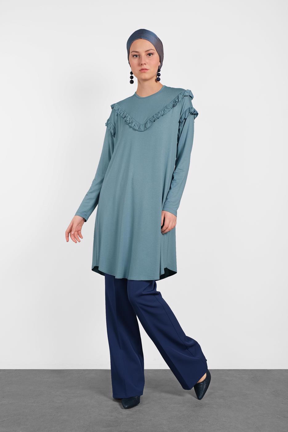 Tesettür giyim LACİVERT KUMAŞ PANTOLON 7585