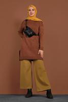 Vêtements hijab ORANGE PANTALON À VOLUME À TAILLE-ÉLASTIQUE 7701 