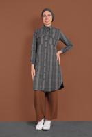 Tesettür giyim KAHVE BELİ LASTİKLİ GENİŞ PAÇA PANTOLON 7701