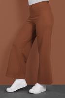 Tesettür giyim KAHVE BELİ LASTİKLİ GENİŞ PAÇA PANTOLON 7701