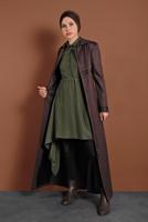 Tesettür giyim BORDO BELİ KUŞAKLI KAPÜŞONLU PARDESÜ 1311