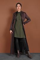 Tesettür giyim BORDO BELİ KUŞAKLI KAPÜŞONLU PARDESÜ 1311