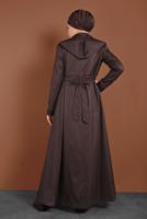 Tesettür giyim BORDO BELİ KUŞAKLI KAPÜŞONLU PARDESÜ 1311