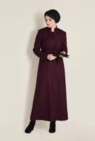 Hijab clothing BLACK MANDARIN COLLAR TIE-WAIST TOPCOAT 1338 