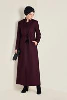 Hijab clothing BLACK MANDARIN COLLAR TIE-WAIST TOPCOAT 1338 