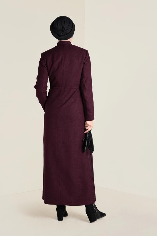 Hijab clothing BLACK MANDARIN COLLAR TIE-WAIST TOPCOAT 1338  - TRENDTESETTÜR