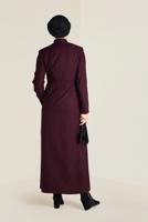 Hijab clothing BLACK MANDARIN COLLAR TIE-WAIST TOPCOAT 1338 