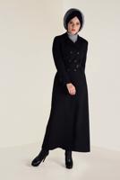 Tesettür giyim SİYAH BELİ KEMERLİ DÜĞMELİ PARDESÜ 1342 