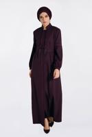 Hijab clothing PLUM EMBROIDERED HIDDEN BUTTONED TOPCOAT 1343