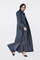 Tesettür giyim GRİ İŞLEME DETAYLI GİZLİ DÜĞMELİ PARDESÜ 1343
