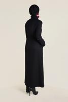 Tesettür giyim SİYAH HAKİM YAKA FERMUARLI PARDESÜ 1344 