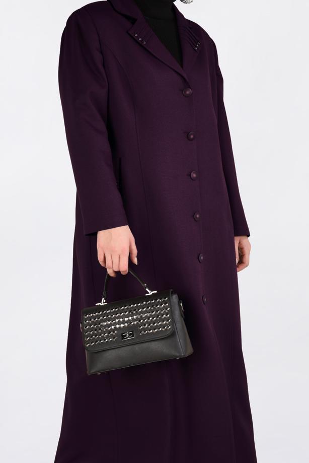 Vêtements hijab PRUNE PARDESSUS À BOUTONNÉ AVEC POCHES  1352  - TRENDTESETTÜR