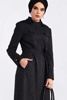 Tesettür giyim SİYAH FERMUAR VE ÇITÇIT DETAYLI PARDESÜ 1356